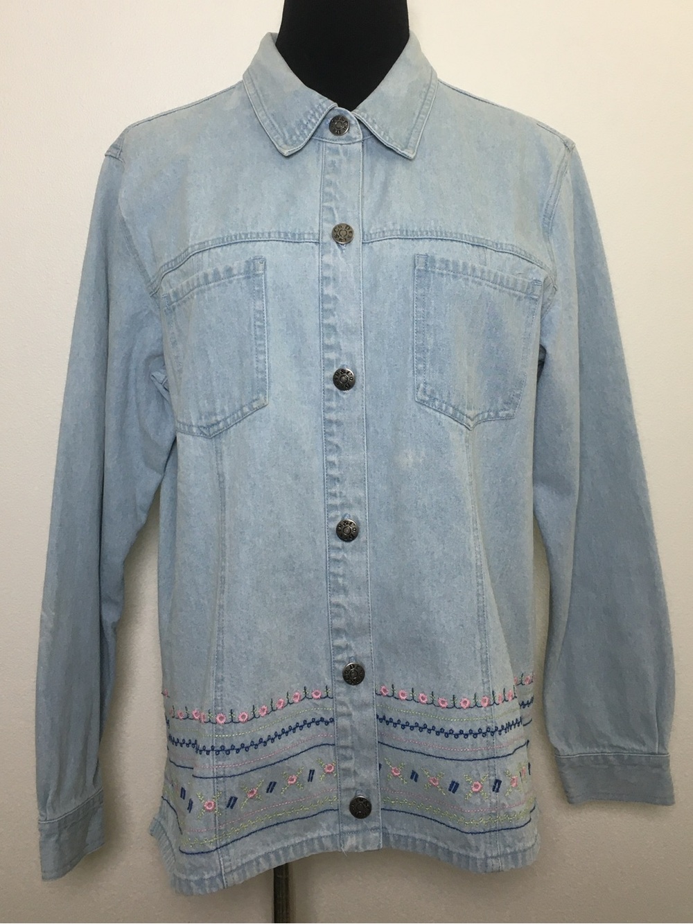 Light Wash Embroidered Denim Jacket